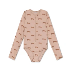 Hosszú ujjú Brown Leopard fürdőruha UPF 50+