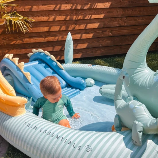 Felfújható medence csúszdával Dino 210 cm