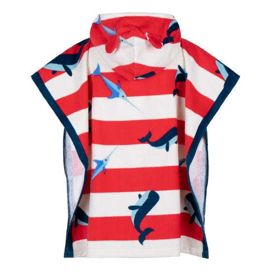 Gyerek strandponcsó kapucnival 65 x 65 cm Whales by Swim Essentials