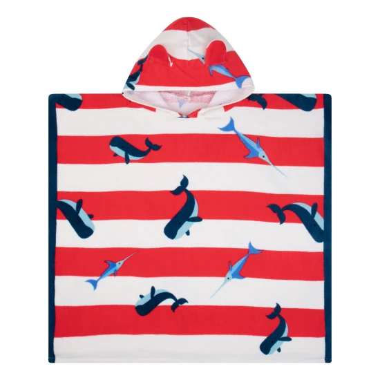Gyerek strandponcsó kapucnival 65 x 65 cm Whales by Swim Essentials