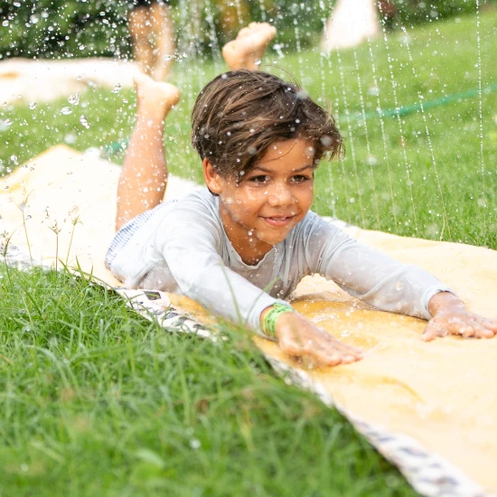 Swim Essentials Beige Leopard felfújható vízi csúszda fúvókákkal a kerti szórakozáshoz