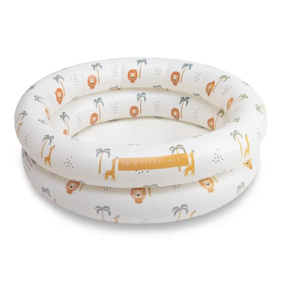 A kicsi, kerek, dzsungel témájú Swim Essentials felfújható medence kisgyermekek számára készült.