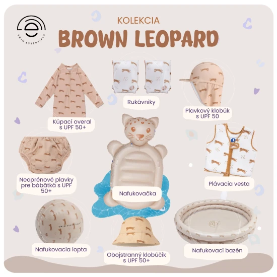 Úszóing UPF 50+ Brown Leopard Swim Essentials készlettel
