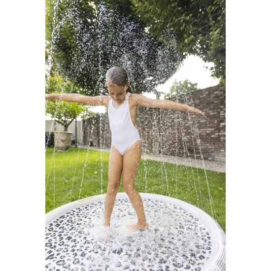 Swim Essentials Beige Leopard felfújható csobbanópárna a nyári szórakozáshoz a kertben