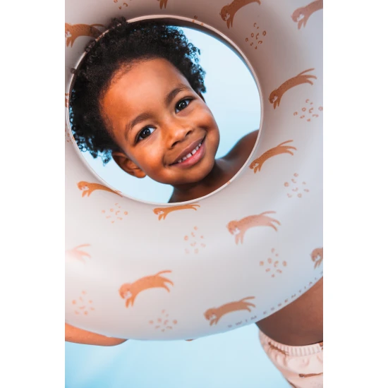 Gyermek felfújható kerékpár Swim Essentials leopárd mintával barna színben - átmérője 55 cm