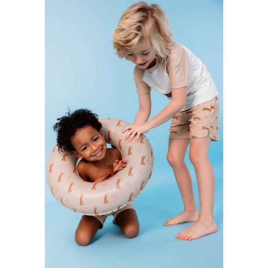 Gyermek felfújható kerékpár Swim Essentials leopárd mintával barna színben - átmérője 55 cm