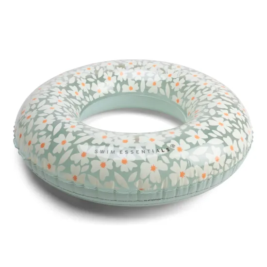 Swim Essentials Florish Green felfújható kerék - nagy virágos 90 cm-es kerék gyerekeknek és felnőtteknek