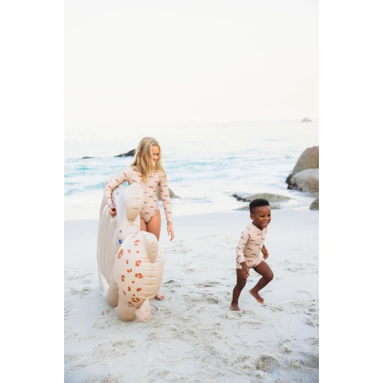 Fürdőruha kezeslábas UPF 50+ Brown Leopard Swim Essentials anyaggal