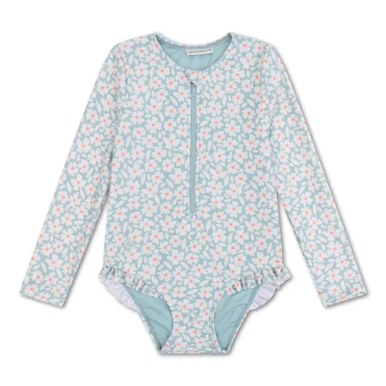 Gyermek lány fürdőruha hosszú ujjú UPF 50+ Florish green Swim Essentials