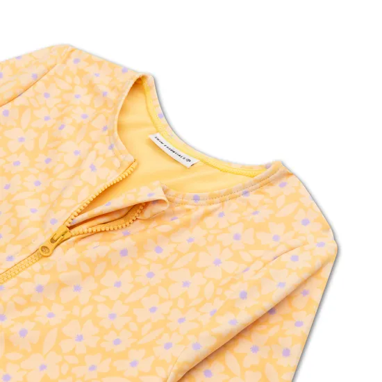 Gyermek lány fürdőruha hosszú ujjú UPF 50+ Florish sárga Swim Essentials