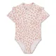 Lányok rövid ujjú UPF 50+ fürdőruha Beige Leopard Swim Essentials