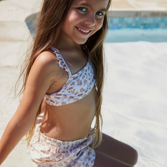 Rövidnadrág UPF 50+ bézs leopárddal