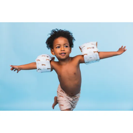 Fürdőruha Boxerek UPF 50+ Brown Leopard Swim Essentials kellékekkel