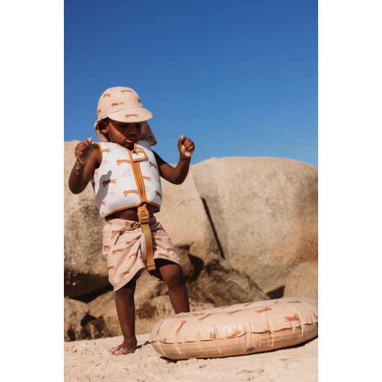 Fürdőruha Boxerek UPF 50+ Brown Leopard Swim Essentials kellékekkel