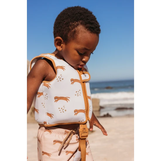 Fürdőruha Boxerek UPF 50+ Brown Leopard Swim Essentials kellékekkel