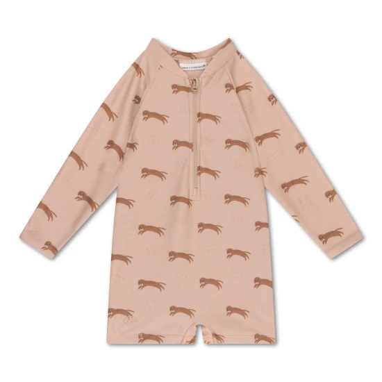 Fürdőruha kezeslábas UPF 50+ Brown Leopard Swim Essentials anyaggal