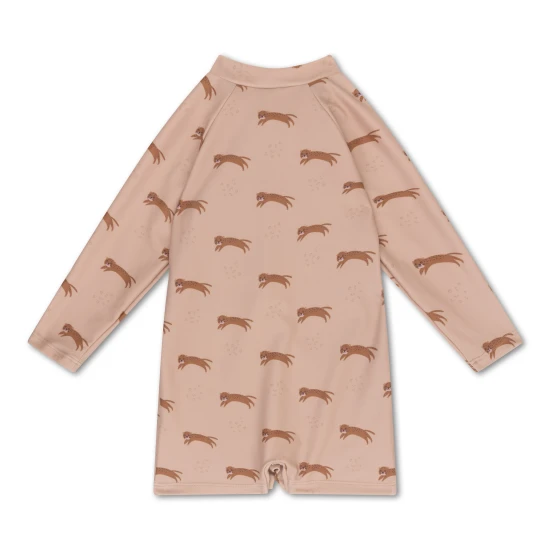 Fürdőruha kezeslábas UPF 50+ Brown Leopard Swim Essentials anyaggal