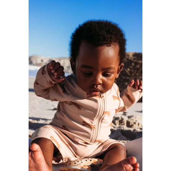 Fürdőruha kezeslábas UPF 50+ Brown Leopard Swim Essentials anyaggal