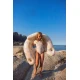 Lányok rövid ujjú UPF 50+ fürdőruha Beige Leopard Swim Essentials