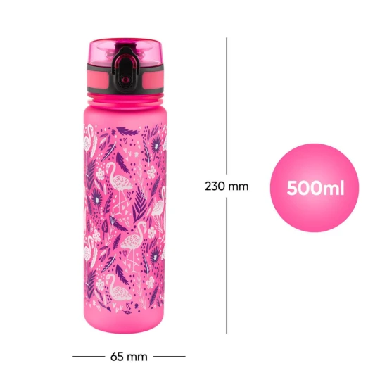 Tritan flakon Flamingó 500 ml zárható fedéllel és hurokkal