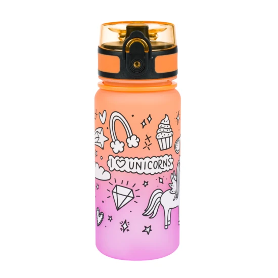 Tritán palack Gradient Unicorn 350 ml, zárható fedéllel és hurokkal.