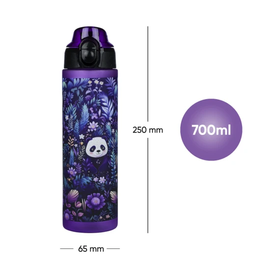 Tritán flakon Jungle Panda 700 ml, zárható fedéllel és hurokkal.
