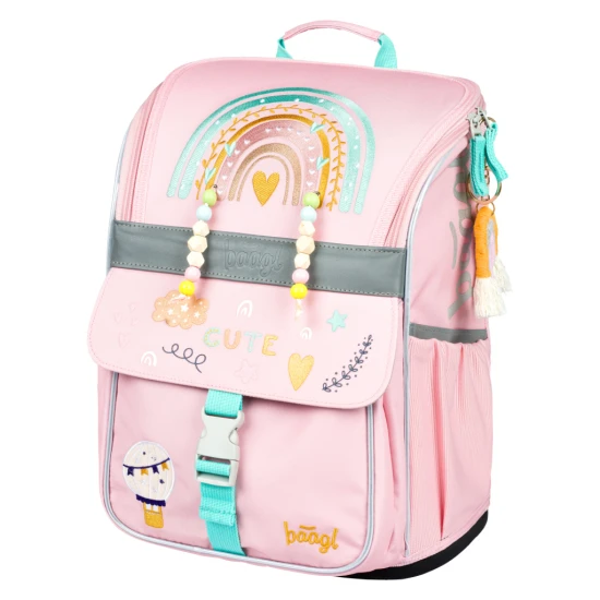Iskolatáska Zippy Szivárvány rózsaszín