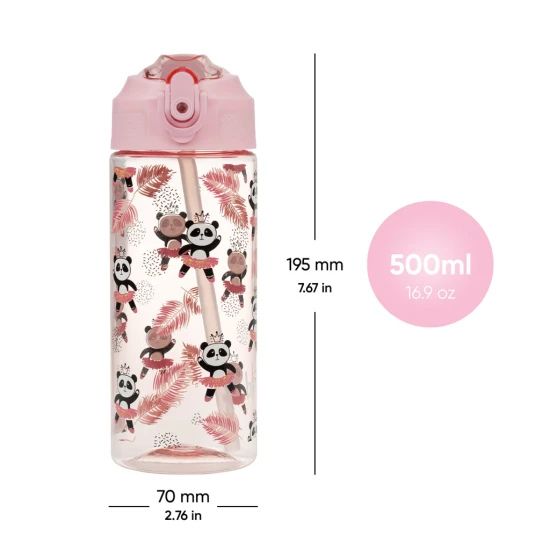 Baagl Tritán kulacs szívószállal, Panda, 500 ml A-35409