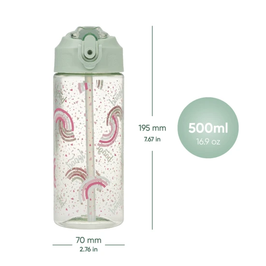 Baagl Tritán kulacs szívószállal, Szivárvány, 500 ml A-35410