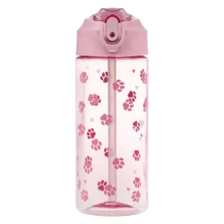 Tritán kulacs szívószállal, Paws, 500 ml