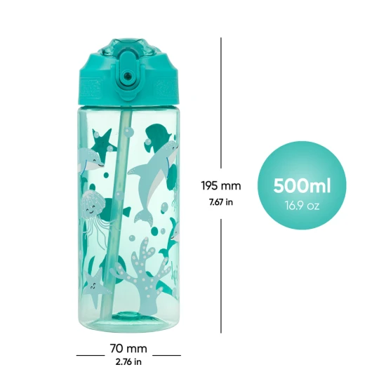 Baagl Tritán kulacs szívószállal, Delfin, 500 ml A-35415