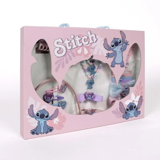 Stitch - színes hajdísz, karkötő, lánc és gyűrű gyerek szett
