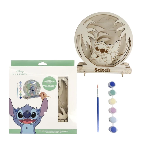 Creative Stitch készlet - fa motívumok festéshez, festékek és ecset 5 éves kortól gyerekeknek
