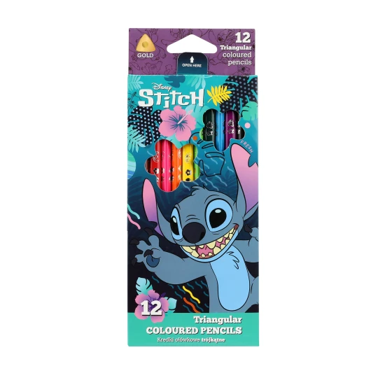 Triangular Stitch Blue zsírkréta 12 színnel és ragasztóval, gyermekek számára