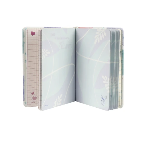 B6 jegyzetfüzet Stitch-el, 3D karakterrel, puha tapintású, ideális jegyzetelésre