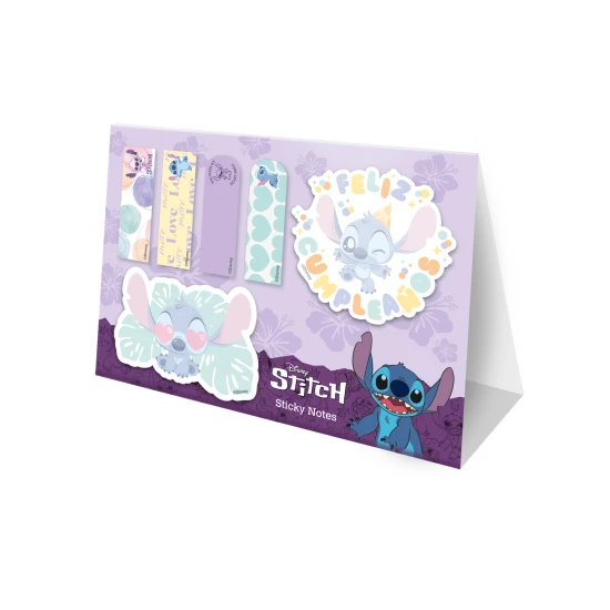 Öntapadó könyvjelzők 3D karakter Stitch-el a Disney-től, 6 különböző mintával az oldalak jelölésére.