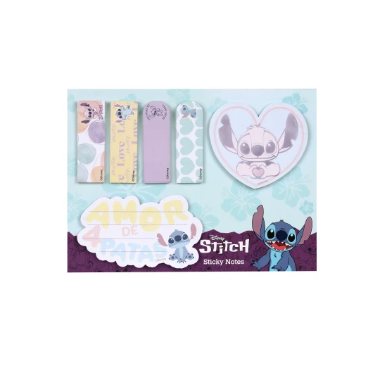 Öntapadó könyvjelzők 3D karakter Stitch-el a Disney-től, 6 különböző mintával az oldalak jelölésére.