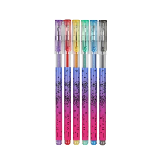 Gél tollak Stitch Black 6 db csillámos - színes és fényes tollak gyerekeknek