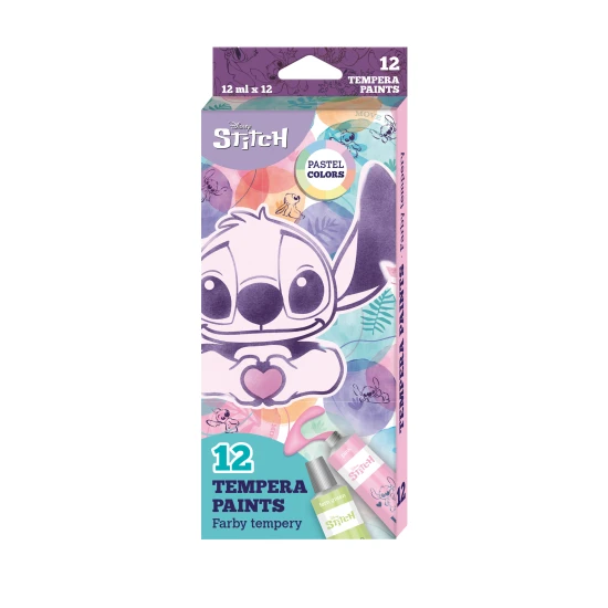 Coolpack Tempera festékek Stitch Pastel 12 db Tempera színek Stitch Pastel 12 db - pasztell színek festéshez