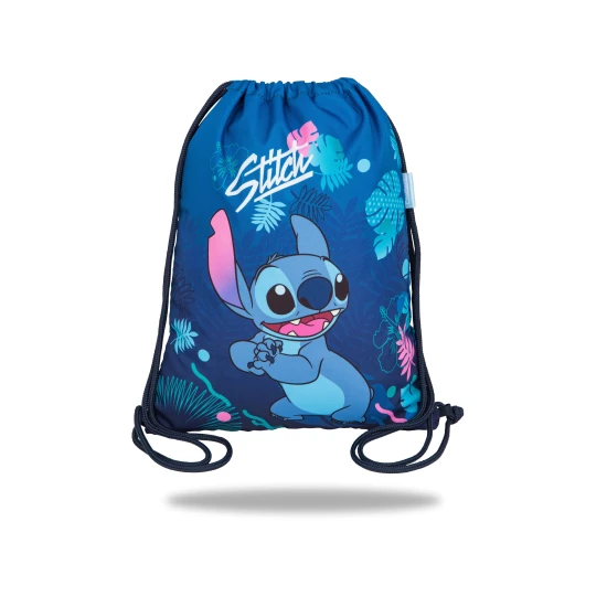 Stitch Blue sporttáska Stitch illusztrációval, pasztell színekkel és dupla húzózsinórral a hordozáshoz