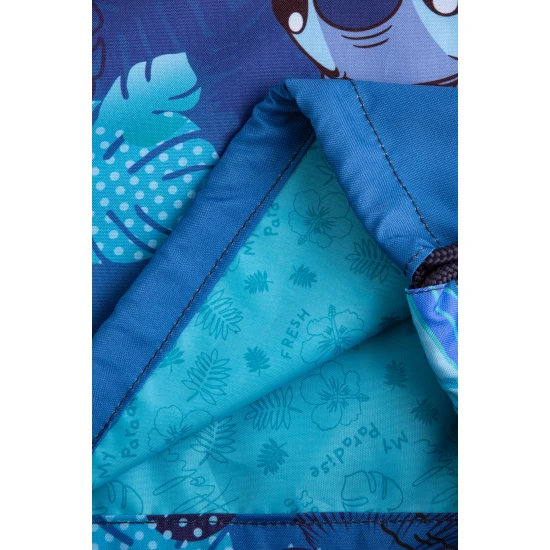 Stitch Blue sporttáska Stitch illusztrációval, pasztell színekkel és dupla húzózsinórral a hordozáshoz