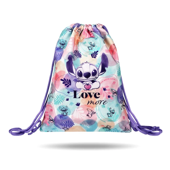 Stitch Pastel sporttáska Stitch illusztrációval, pasztell színekkel és dupla húzózsinórral a hordozáshoz