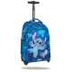 Iskolatáska Jack kerekeken Stitch Blue két tágas rekesszel és fényvisszaverő elemekkel a gyermekek biztonsága érdekében.