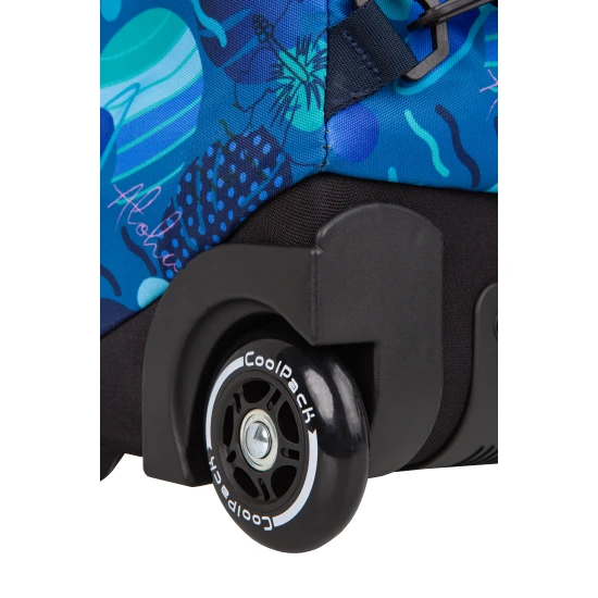 Iskolatáska Jack kerekeken Stitch Blue két tágas rekesszel és fényvisszaverő elemekkel a gyermekek biztonsága érdekében.