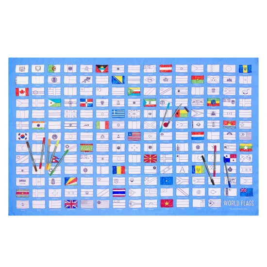 Eatsleepdoodle Világzászlók színező terítő Fesd és mosd FLAGTS