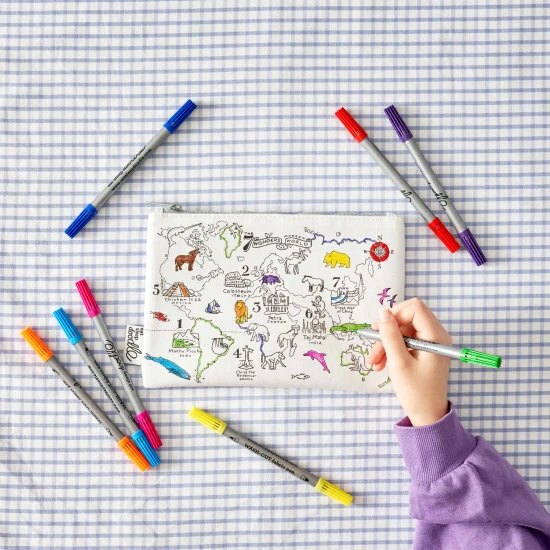 Eatsleepdoodle Világtérkép színező és mosható tolltartó MAPPEN