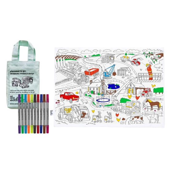 Eatsleepdoodle Színező tányéralátét Working wheels Fesd és mosd! MOVPTG