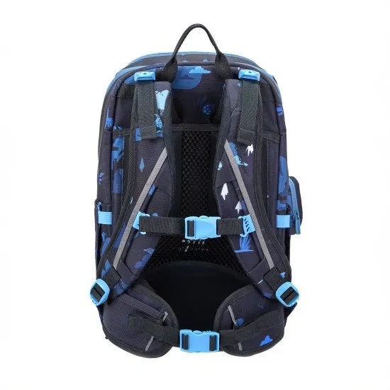 A Dinosaur Dark Blue könnyű iskolatáska tökéletesen illeszkedik egy kis diák hátára.