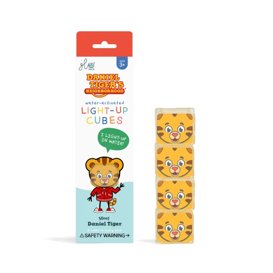 Glo Pals Sensory Glowing Cubes Daniel Tiger Glowing Fürdőkockák gyerekeknek, amelyek világítanak a vízben.