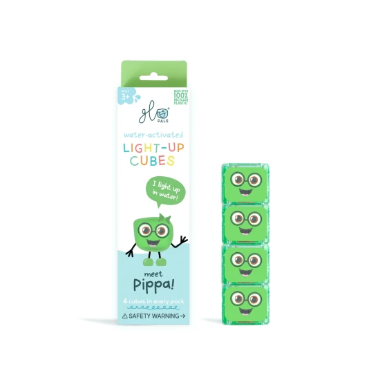 Glo Pals Sensory világító kockák Pippa világító fürdőkockák gyerekeknek, vízben megvilágítva.